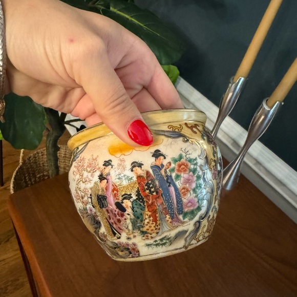 Planter Vintage Geisha Girl Holder Knickknack Bowl Small